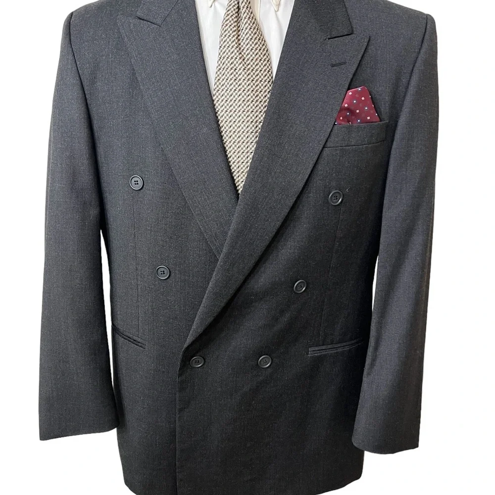 THOMAS CHURCHILL MENS DUBBLE BREASTED BLAZER, SIZE 44L. 100% PURE VIRGI☑️